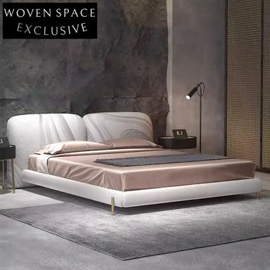 Luxury Designer Leather Soft King Size Bed Frame with Padded Headboard