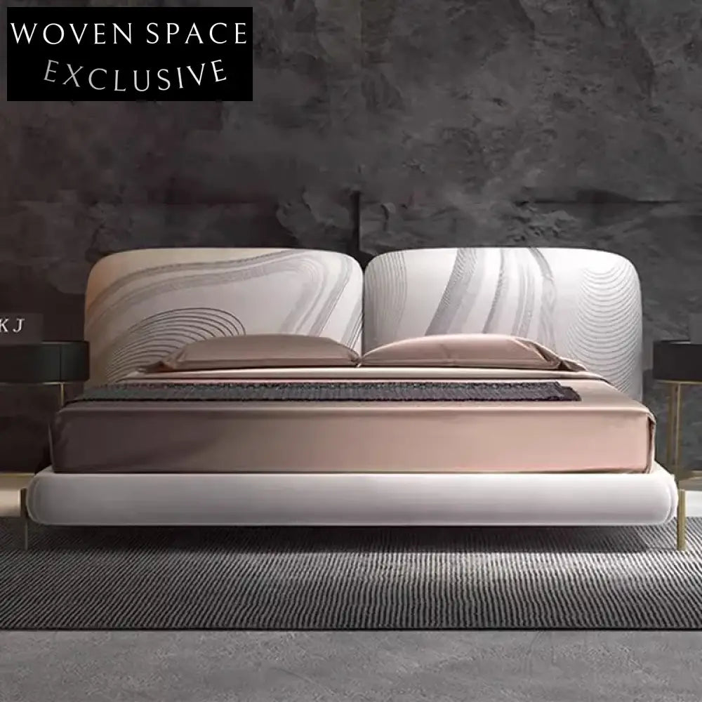 Luxury Designer Leather Soft King Size Bed Frame with Padded Headboard