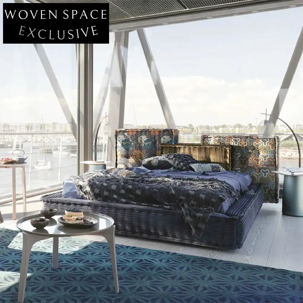 Luxury Designer Modern Soft Fabric Bed Frame with Tall Headboard