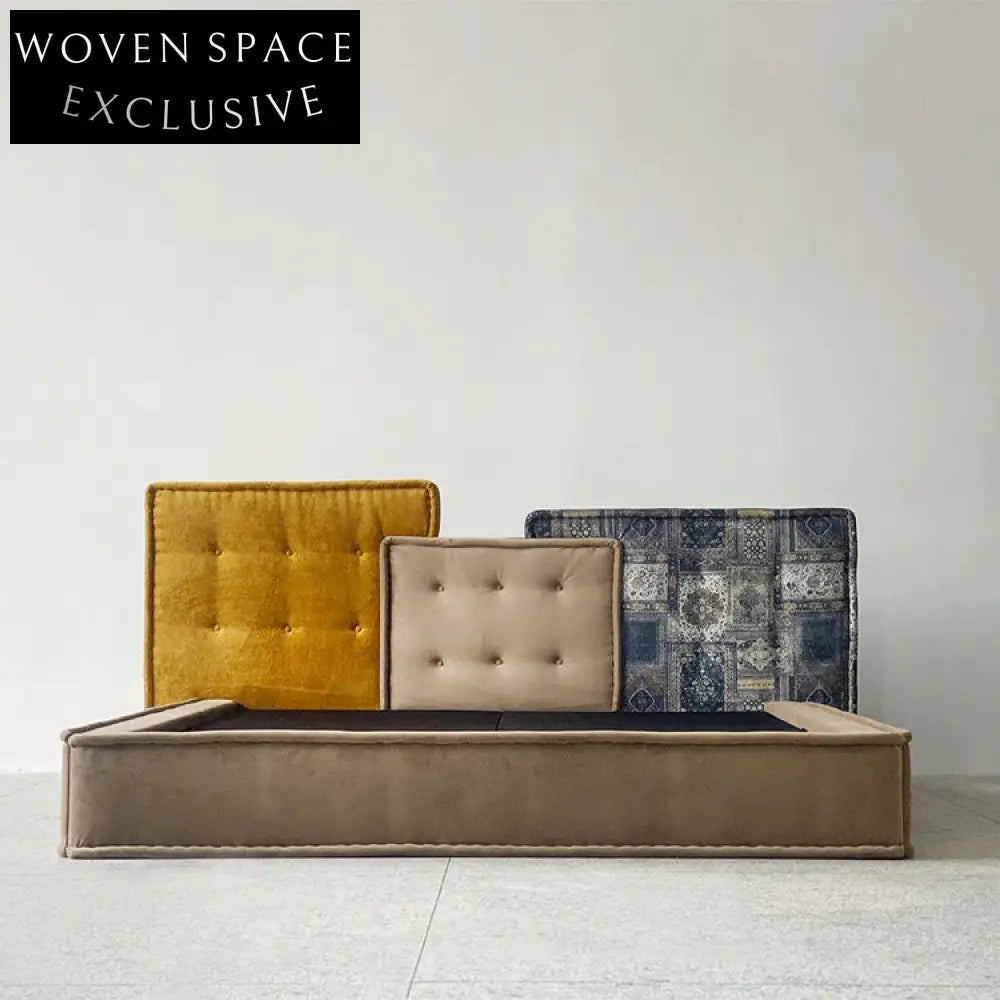Luxury Designer Modern Soft Fabric Bed Frame with Tall Headboard