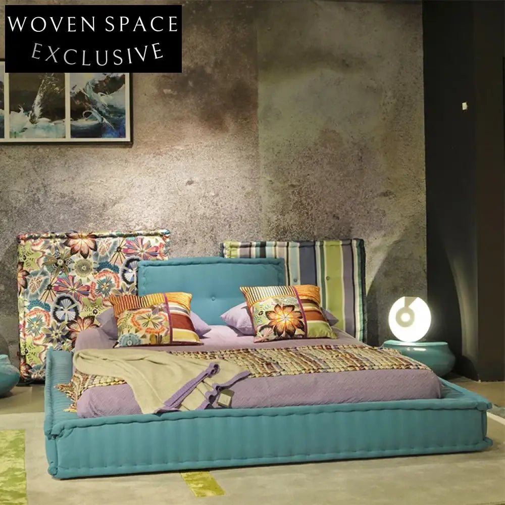 Luxury Designer Modern Soft Fabric Bed Frame with Tall Headboard