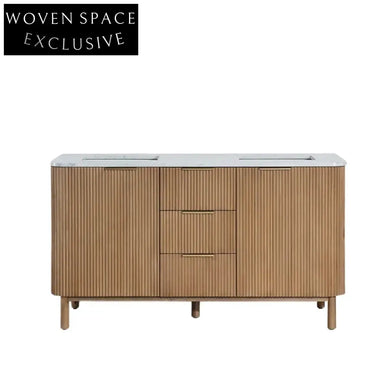 Luxury Double Sink Bathroom Vanity with Carrara Marble Top & Soft-Close Drawers