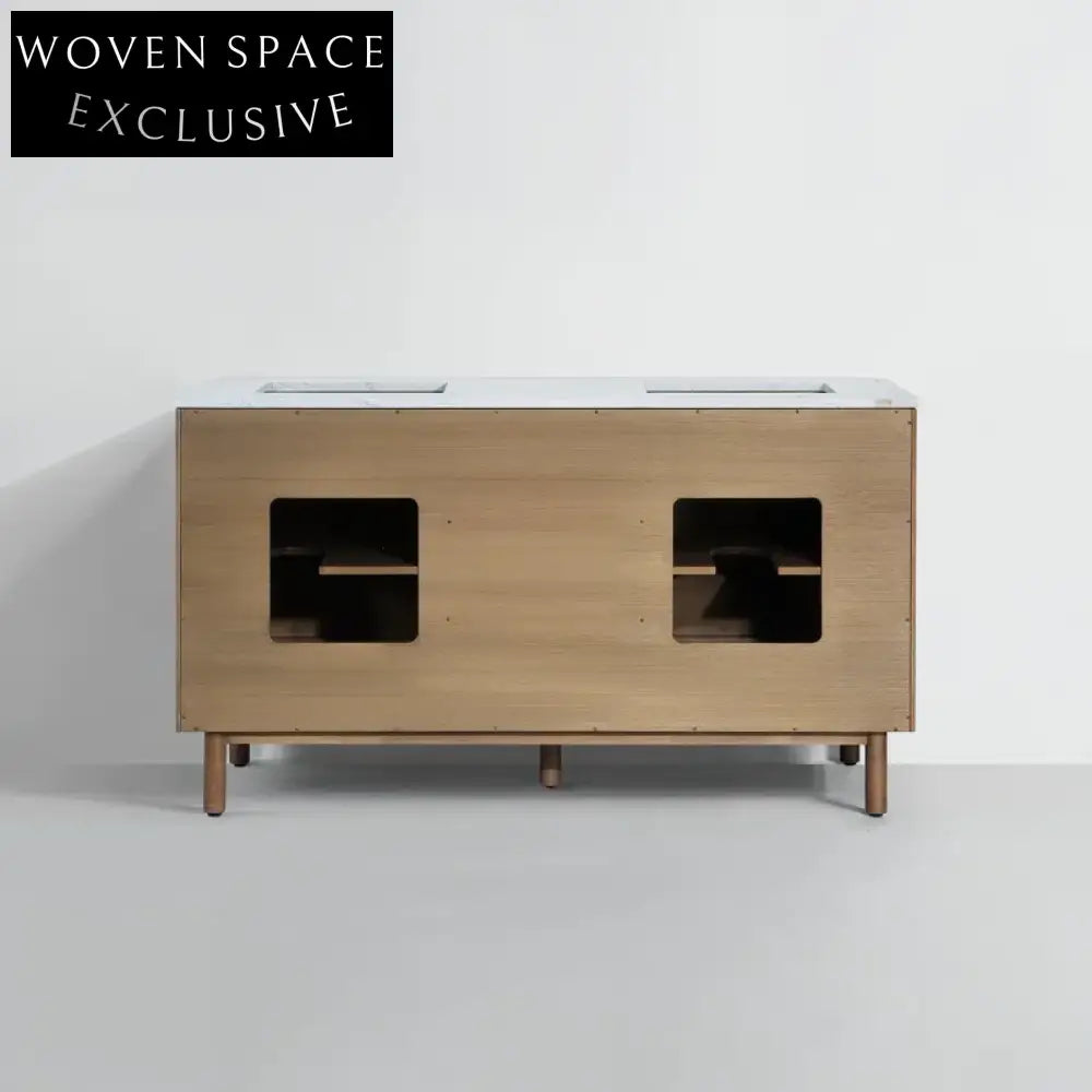 Luxury Double Sink Bathroom Vanity with Carrara Marble Top & Soft-Close Drawers