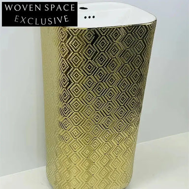 Luxury Electroplated Gold Pedestal Art Basin Freestanding Modern Bathroom Sink