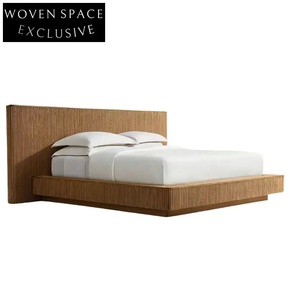 Luxury European Solid Wood Bed Frame - Modern King Size Upholstered Bedroom Furniture