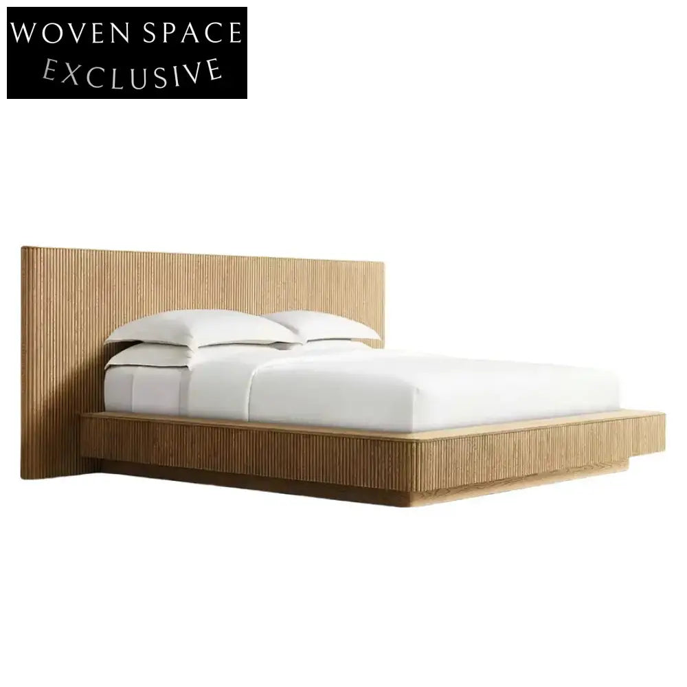 Luxury European Solid Wood Bed Frame - Modern King Size Upholstered Bedroom Furniture