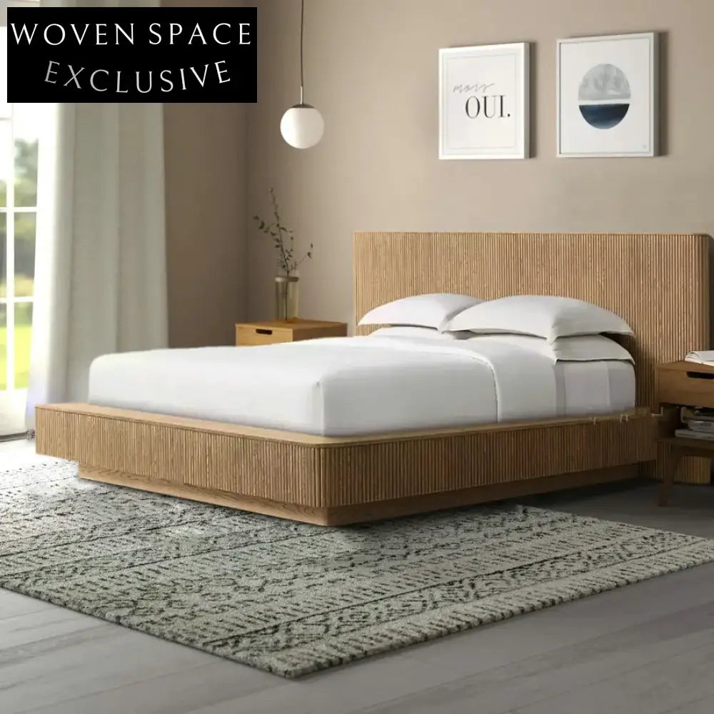 Luxury European Solid Wood Bed Frame - Modern King Size Upholstered Bedroom Furniture
