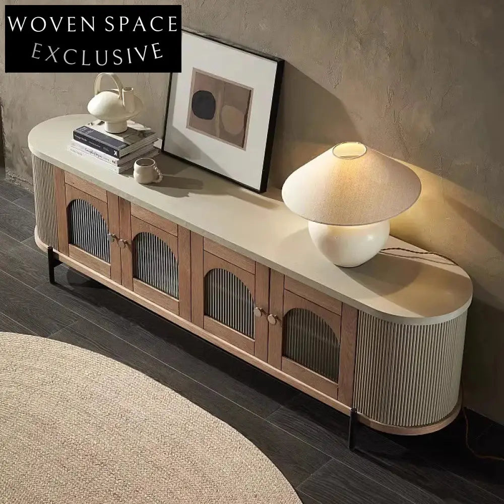 Luxury European Wooden TV & Glass Display Cabinet for Modern Living Room