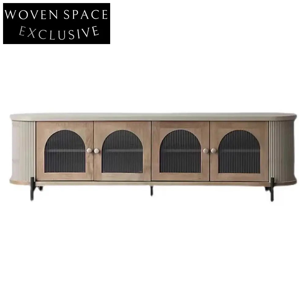Luxury European Wooden TV & Glass Display Cabinet for Modern Living Room
