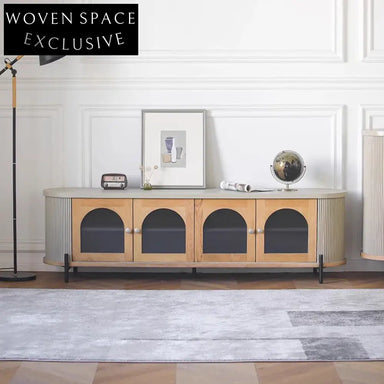 Luxury European Wooden TV & Glass Display Cabinet for Modern Living Room