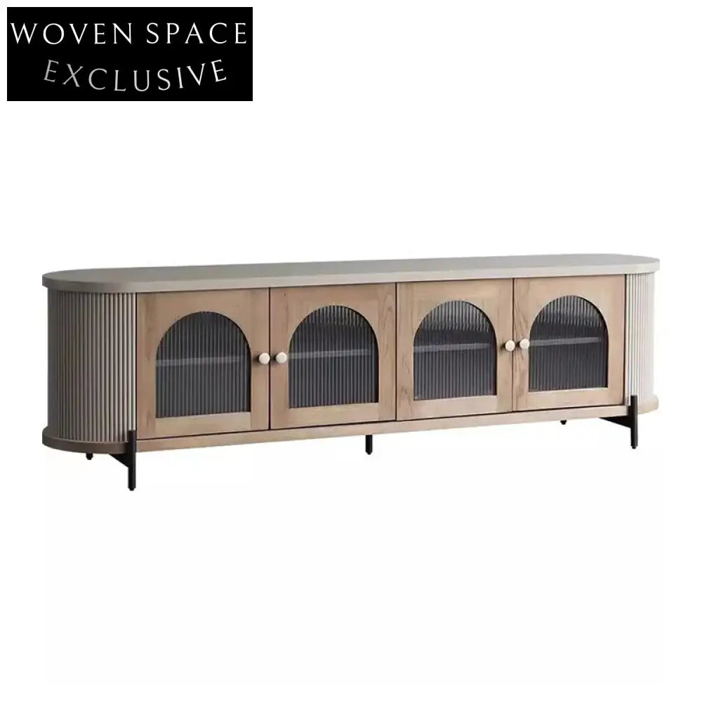 Luxury European Wooden TV & Glass Display Cabinet for Modern Living Room