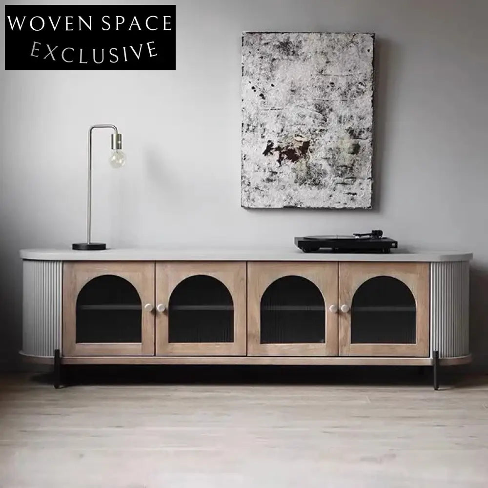 Luxury European Wooden TV & Glass Display Cabinet for Modern Living Room