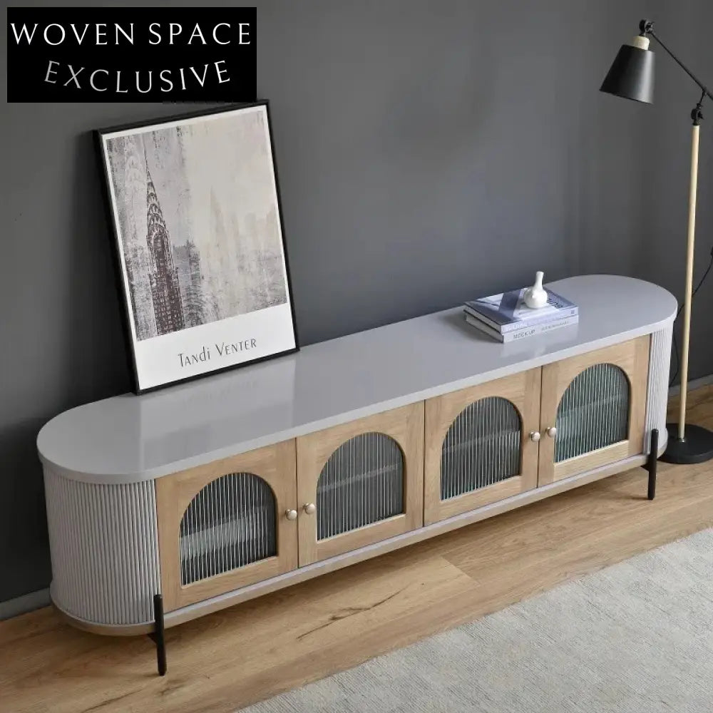 Luxury European Wooden TV & Glass Display Cabinet for Modern Living Room