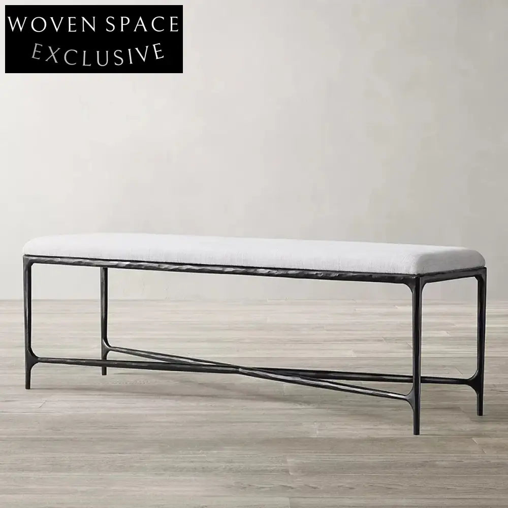 Luxury Fabric Bed End Bench Ottoman Shoe Stool for Elegant Bedroom Decor