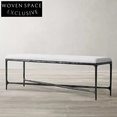 Luxury Fabric Bed End Bench Ottoman Shoe Stool for Elegant Bedroom Decor