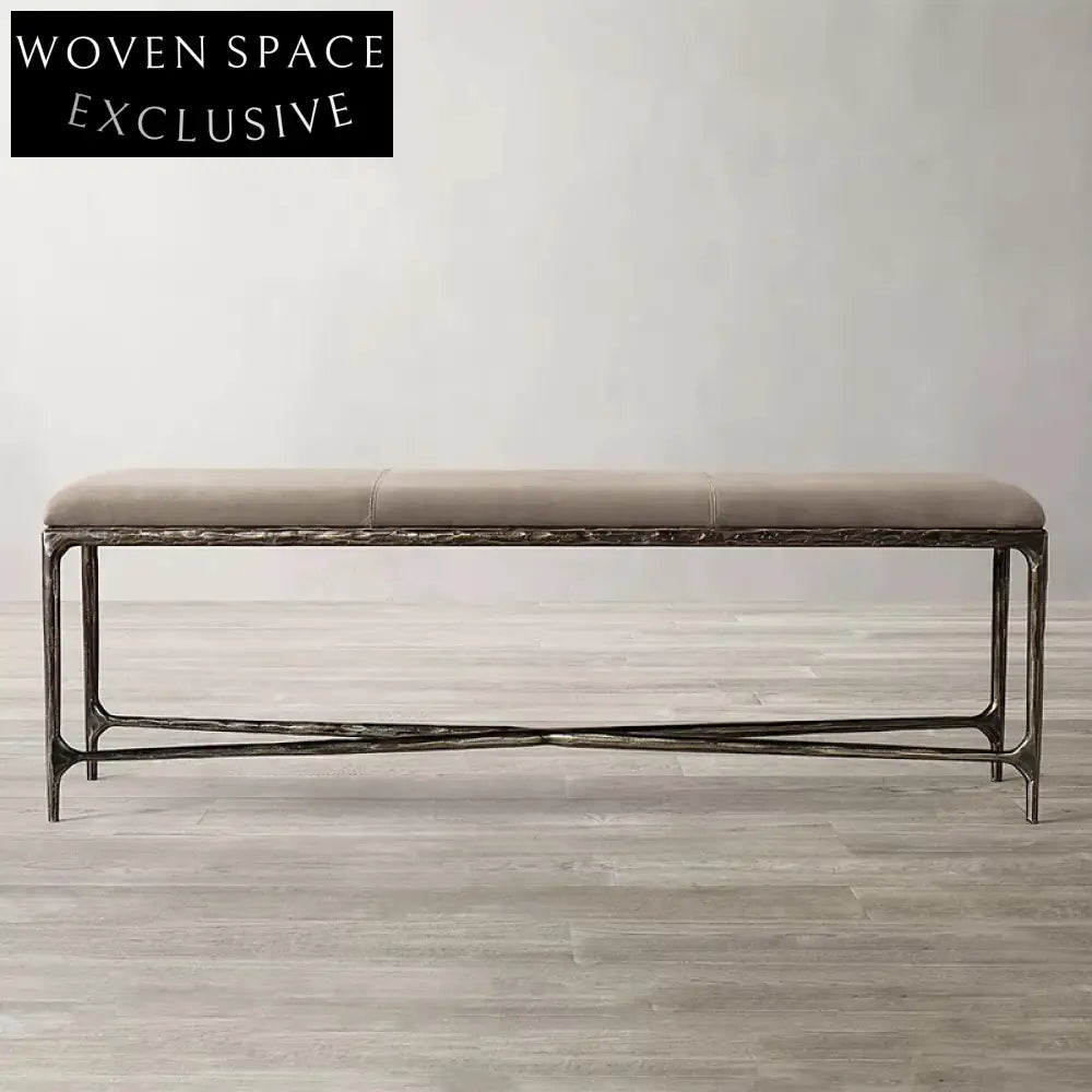 Luxury Fabric Bed End Bench Ottoman Shoe Stool for Elegant Bedroom Decor