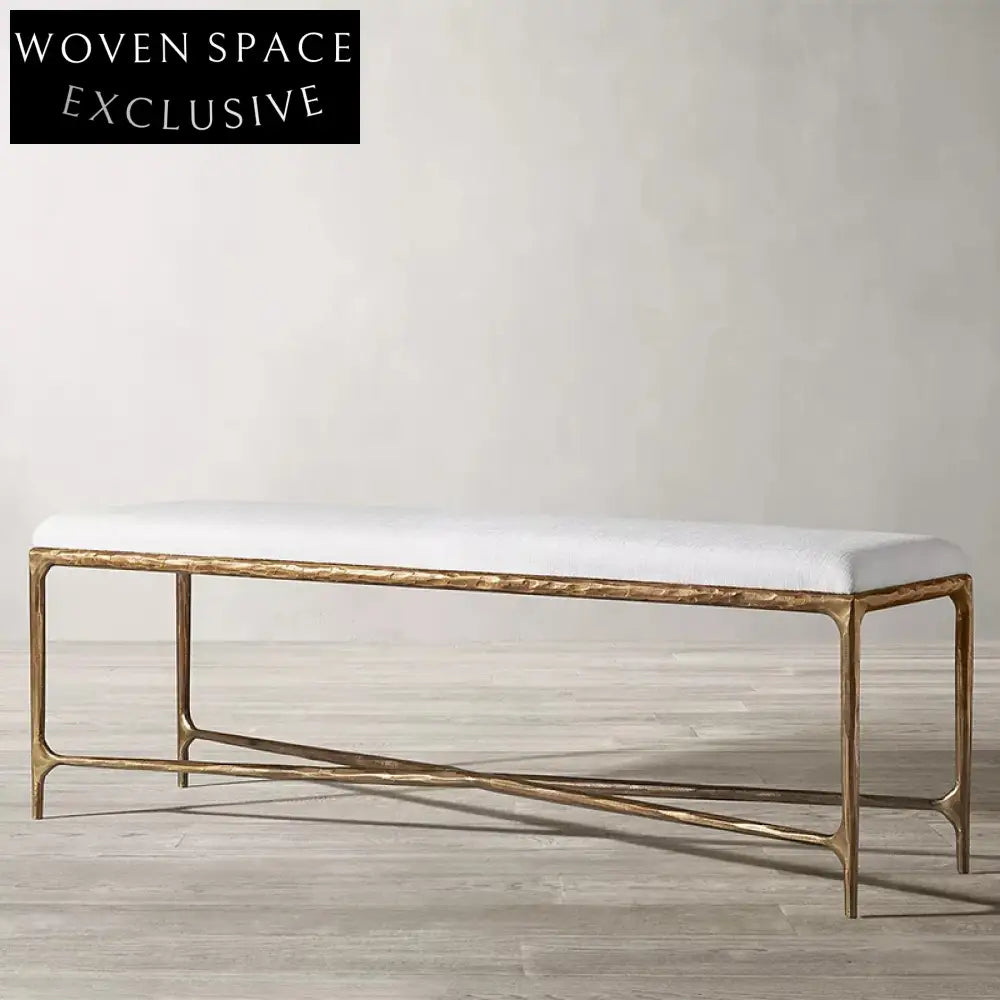 Luxury Fabric Bed End Bench Ottoman Shoe Stool for Elegant Bedroom Decor