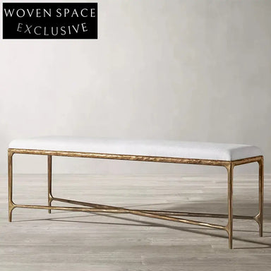 Luxury Fabric Bed End Bench Ottoman Shoe Stool for Elegant Bedroom Decor