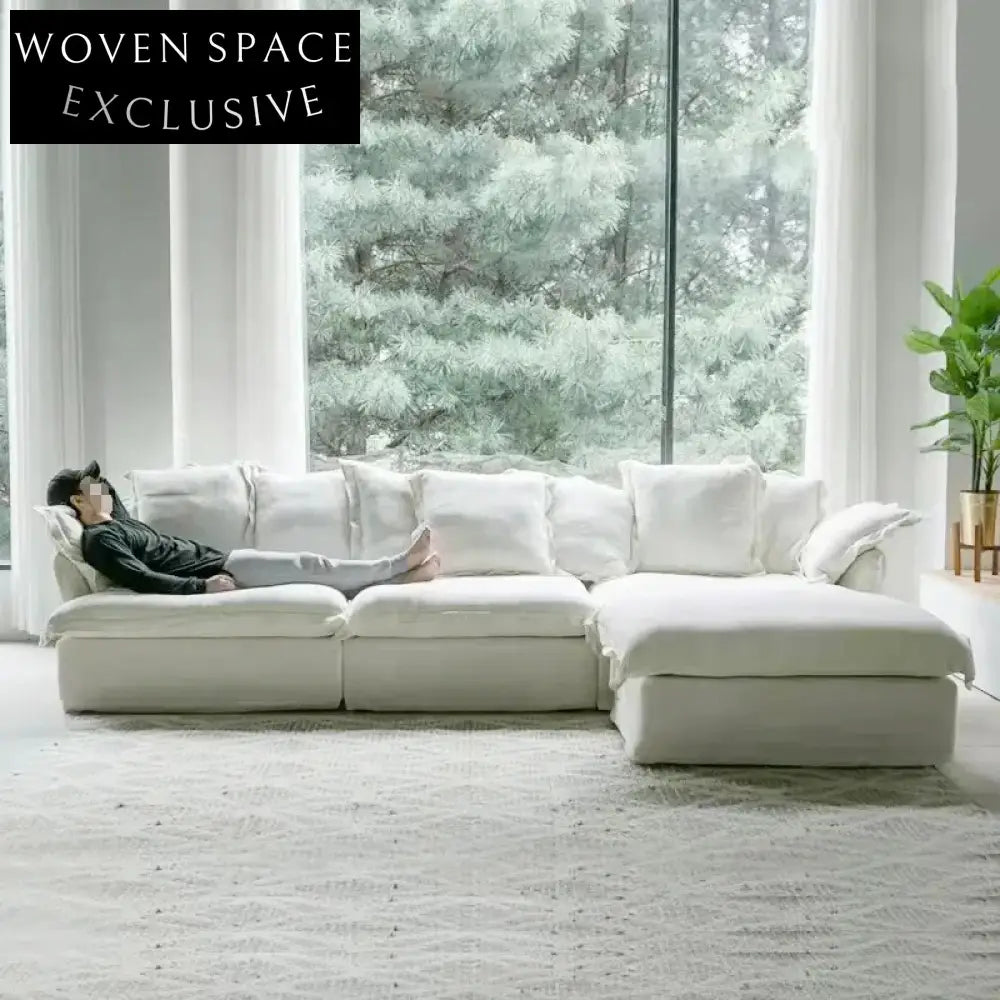 Luxury Fabric Recliner Modular Sectional Sofa, Solid Pine Wood Frame Sofa