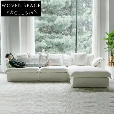 Luxury Fabric Recliner Modular Sectional Sofa, Solid Pine Wood Frame Sofa