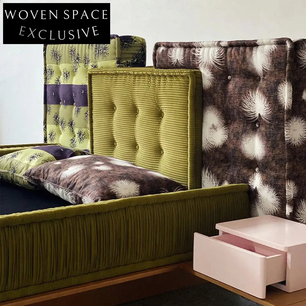 Luxury Fabric Upholstered King Size Bed Frame with Integrated Nightstand for Modern Bedroom