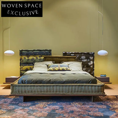 Luxury Fabric Upholstered King Size Bed Frame with Integrated Nightstand for Modern Bedroom