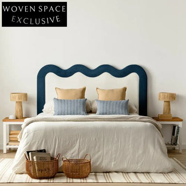 Luxury Fabric Upholstered Modern King Queen Bed Frame with Cambered Headboard