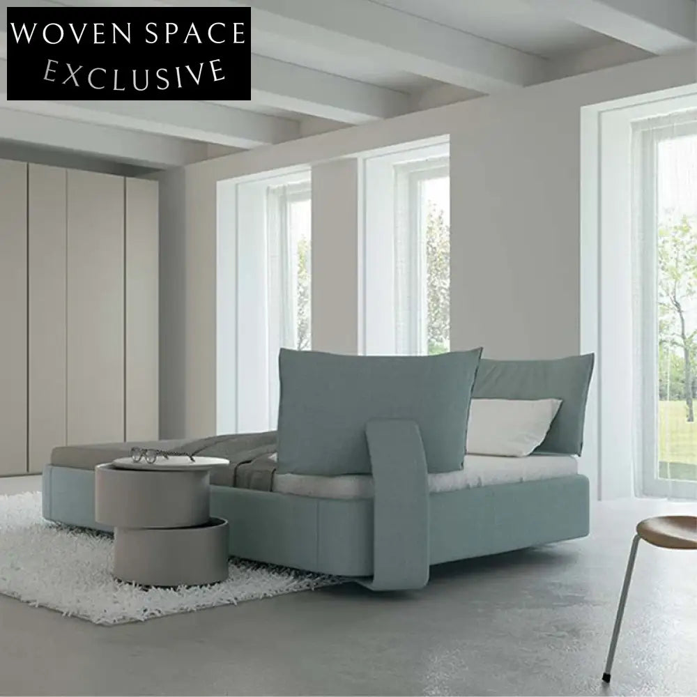 Luxury Fabric Upholstered Movable Headboard King Size Bed for Modern Bedroom