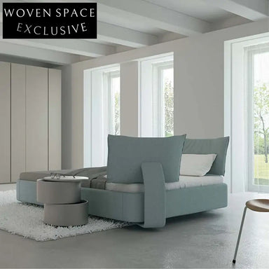 Luxury Fabric Upholstered Movable Headboard King Size Bed for Modern Bedroom