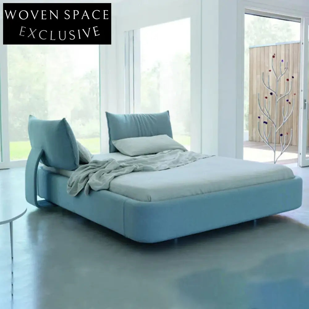 Luxury Fabric Upholstered Movable Headboard King Size Bed for Modern Bedroom