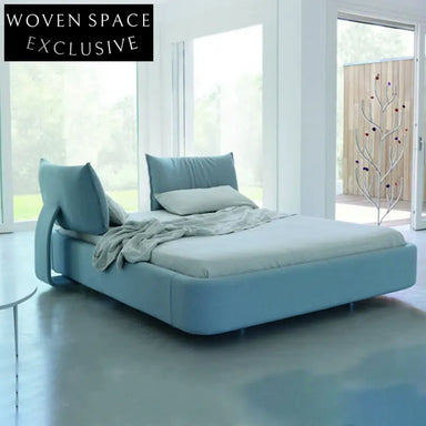 Luxury Fabric Upholstered Movable Headboard King Size Bed for Modern Bedroom