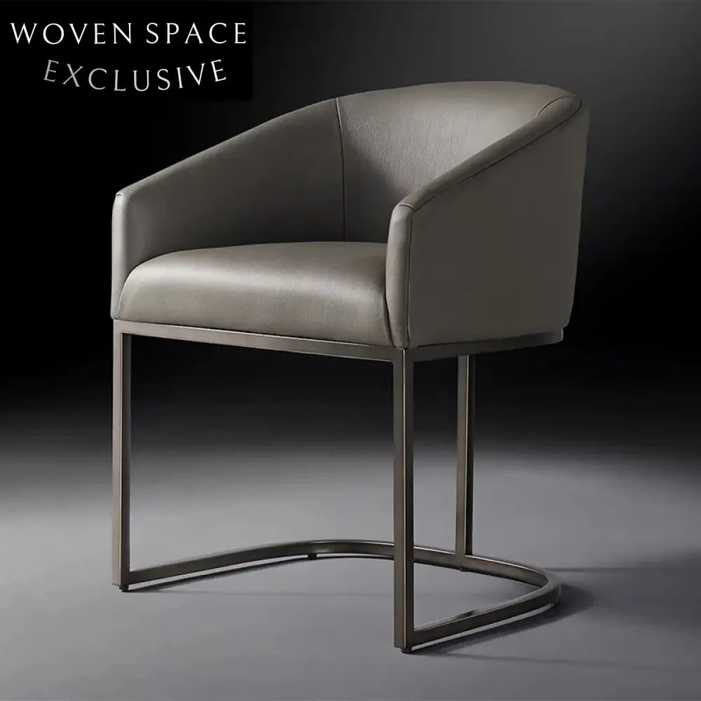 Luxury Fabric Upholstered Stainless Steel Round Dining Chair Armchair