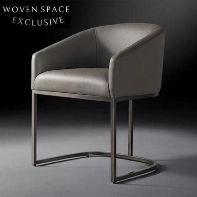 Luxury Fabric Upholstered Stainless Steel Round Dining Chair Armchair