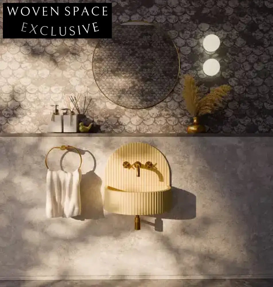 Luxury Fluted Artificial Stone Wall Hung Modern Bathroom Wash Basin