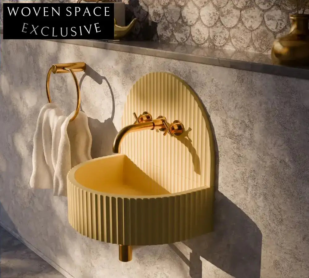 Luxury Fluted Artificial Stone Wall Hung Modern Bathroom Wash Basin