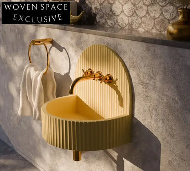 Luxury Fluted Artificial Stone Wall Hung Modern Bathroom Wash Basin