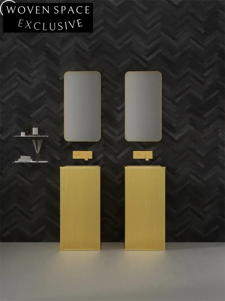 Luxury Fluted Stainless Steel Freestanding Bathroom Sink - Modern Rectangle Floor Mounted