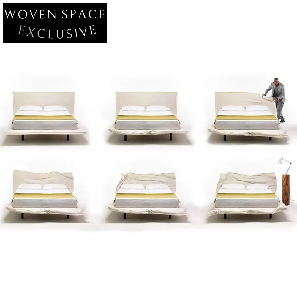 Luxury Folding King Size Suede Fabric Double Bed for Modern Bedroom Living