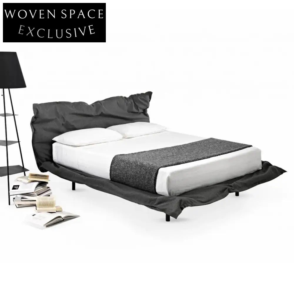Luxury Folding King Size Suede Fabric Double Bed for Modern Bedroom Living