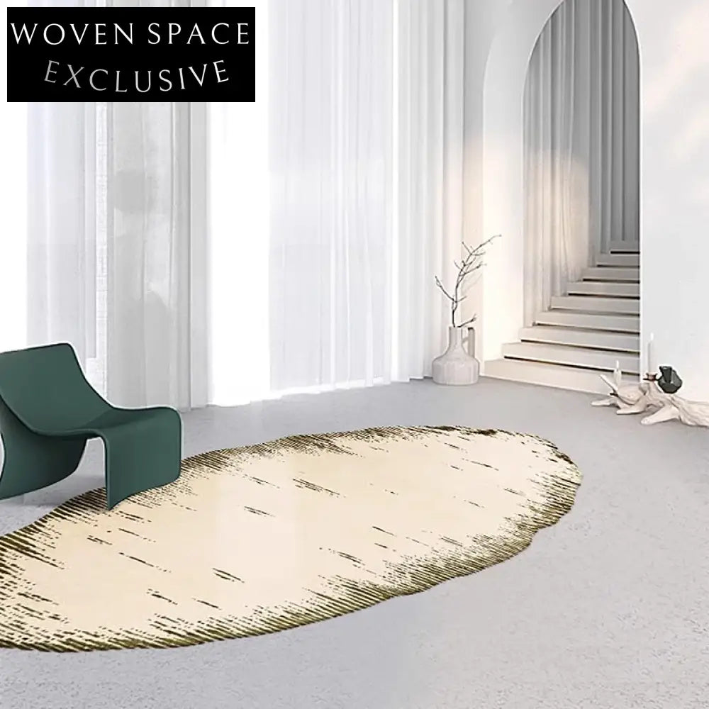 Luxury French Cream Polyester Fur Irregular Plush Living Room Area Rug