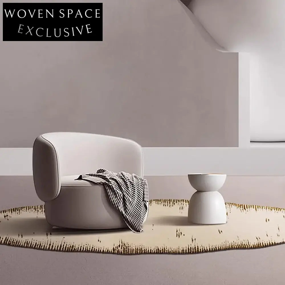 Luxury French Cream Polyester Fur Irregular Plush Living Room Area Rug