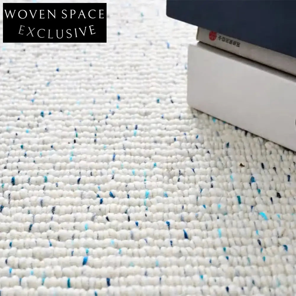 Luxury French Minimalist Wool Blue Area Rug for Living Room & Sofa