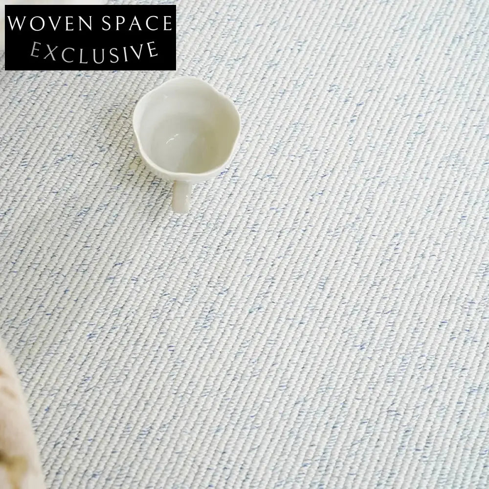 Luxury French Minimalist Wool Blue Area Rug for Living Room & Sofa