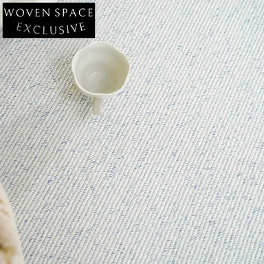 Luxury French Minimalist Wool Blue Area Rug for Living Room & Sofa