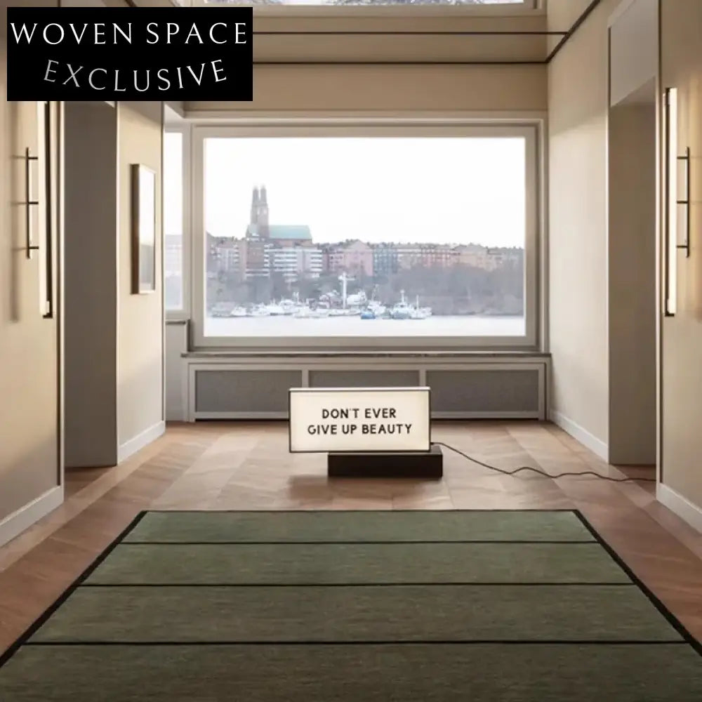 Luxury French Retro Green Handmade Area Rug for Living Room Bedroom Decor