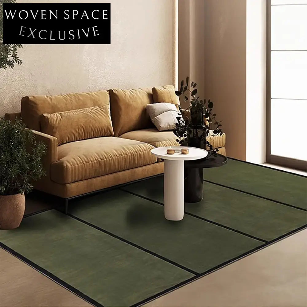 Luxury French Retro Green Handmade Area Rug for Living Room Bedroom Decor