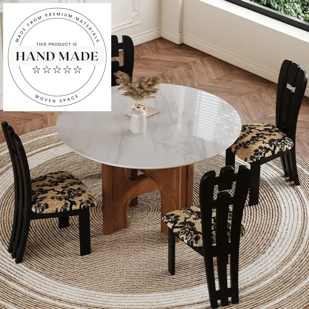 Luxury French Style Solid Wood Retro High Back Upholstered Dining Chair