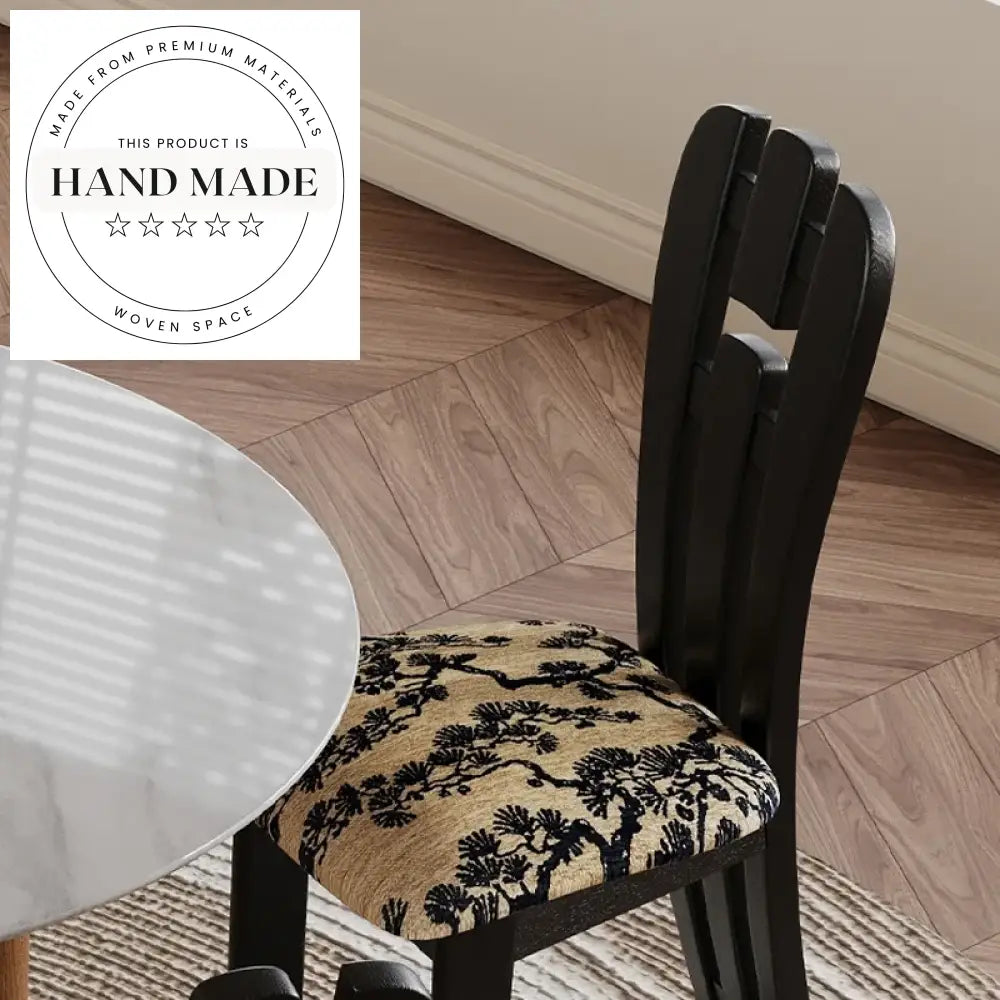 Luxury French Style Solid Wood Retro High Back Upholstered Dining Chair
