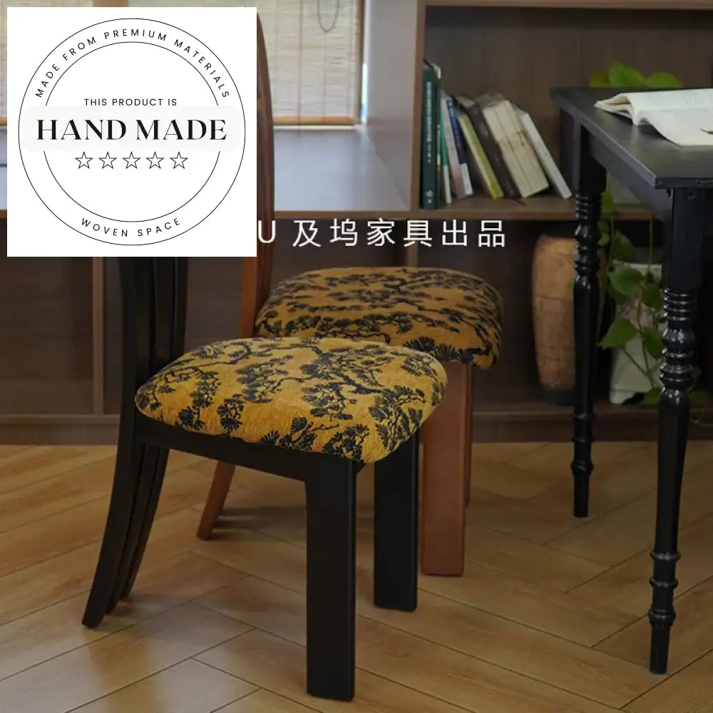 Luxury French Style Solid Wood Retro High Back Upholstered Dining Chair