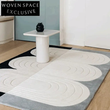 Luxury French Vintage Striped Coffee Table Rug - Modern Minimalist Home Carpet